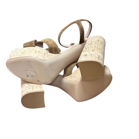 GIANVITO ROSSI BEBE CAMOSCIO+CORK Heeled Sandals in Biege NWB Size 41/ US 11 - Picture 7 of 10